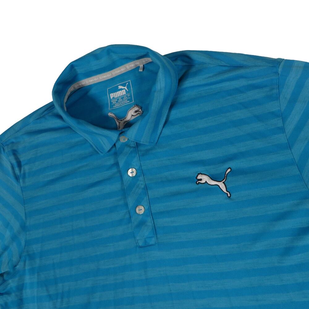 Puma Cobra Embroidered Performance Stretch Striped Golf Polo Shirt Men's Medium